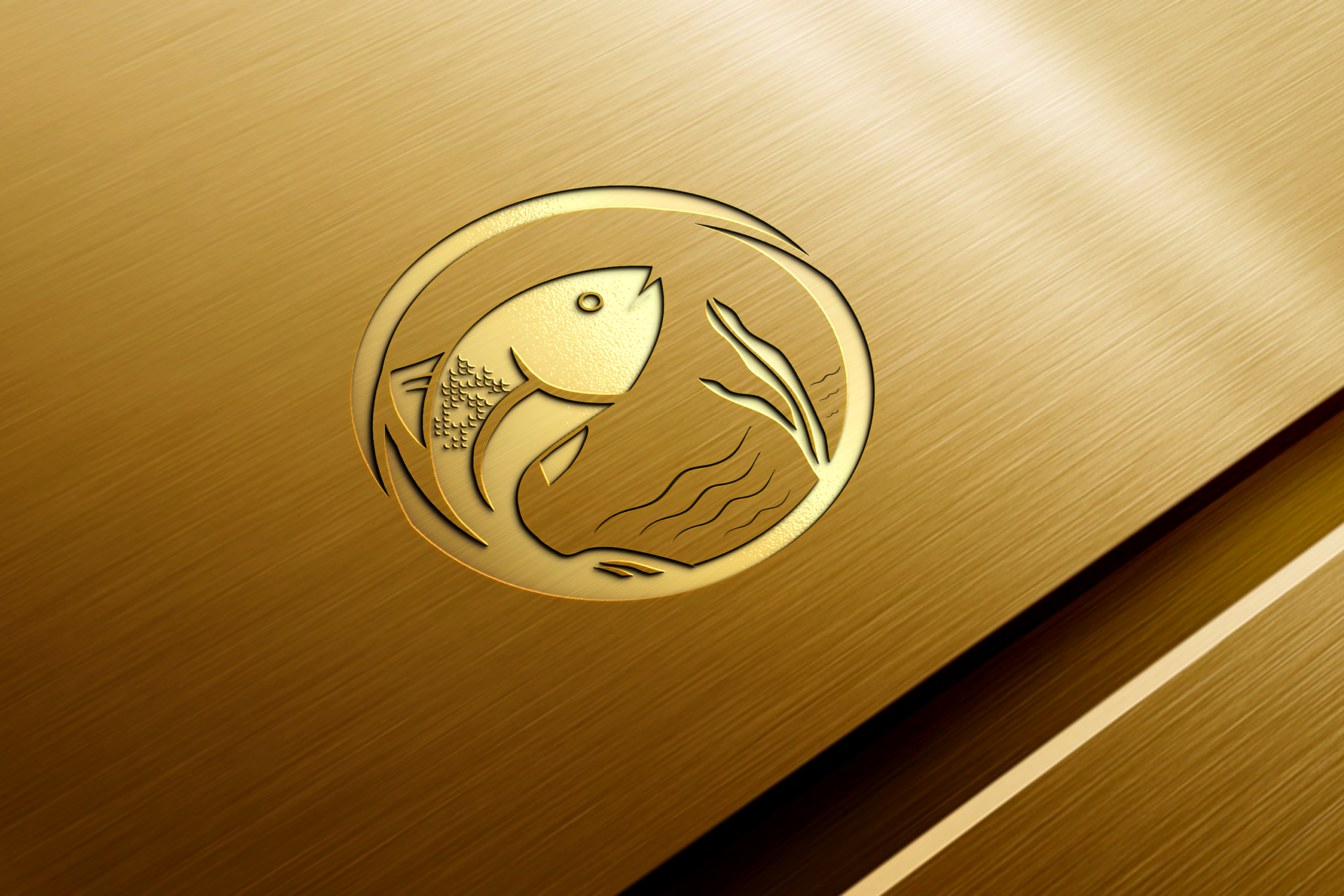 Embosed 3D Fish logo